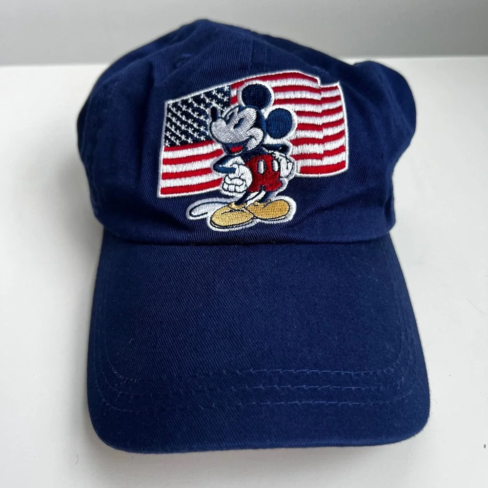 Disney Store Mickey Mouse American Flag Navy Blue Baseball Hat USA Patriotic